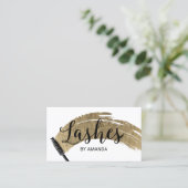 Lashes Makeup Artist Modern Gold Brush Strokes Visitekaartje (Staand voorkant)