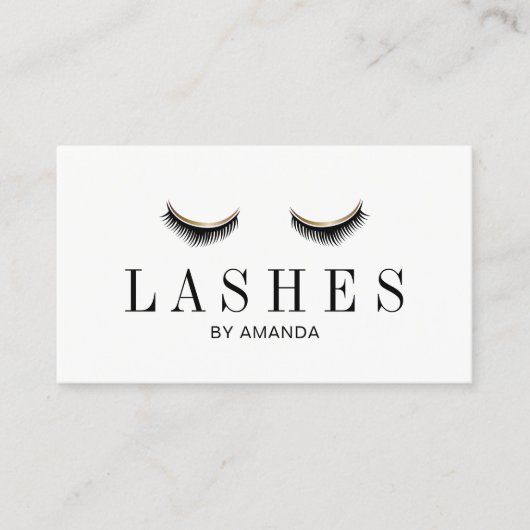 Lashes Makeup Artist Modern Gold Eyelash Extension Visitekaartje (Voorkant)