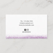 Lashes Makeup Artist Modern Paars Glitter Salon Visitekaartje (Achterkant)