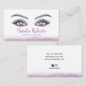Lashes Makeup Artist Modern Paars Glitter Salon Visitekaartje (Voorkant / Achterkant)