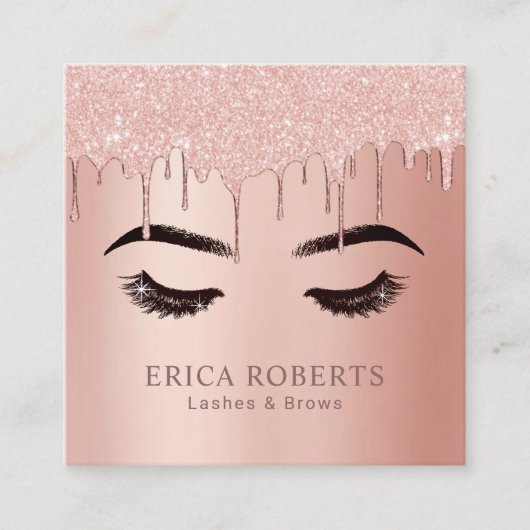 Lashes Makeup Artist Modern Roos Gold Driving Vierkante Visitekaartje (Voorkant)