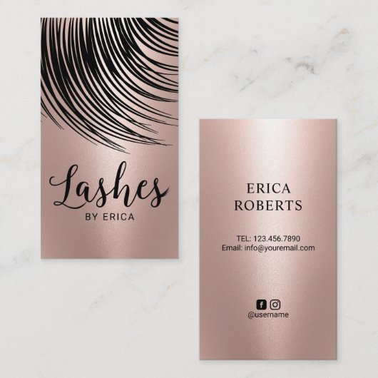 Lashes Makeup Artist Modern Roos Gold Eyelash Visitekaartje (Voorkant / Achterkant)