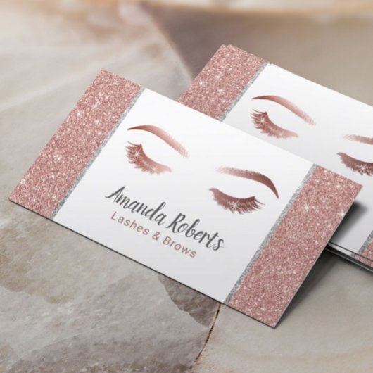 Lashes Makeup Artist Modern Roos Gold Glitter Visitekaartje