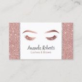 Lashes Makeup Artist Modern Roos Gold Glitter Visitekaartje (Voorkant)