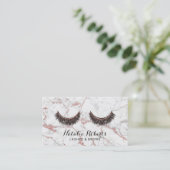 Lashes Makeup Artist Modern Roos Gold Marble Salon Visitekaartje (Staand voorkant)