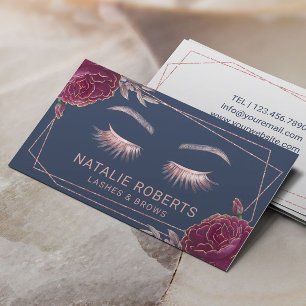 Lashes Makeup Artist Navy Blue Luxury Floral Salon Visitekaartje