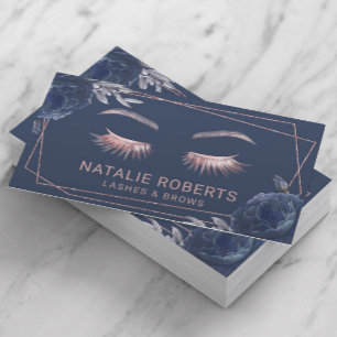 Lashes Makeup Artist Navy Floral Geometric Salon Visitekaartje