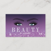 Lashes Makeup Artist Paars Glitter Beauty Salon B Visitekaartje (Voorkant)