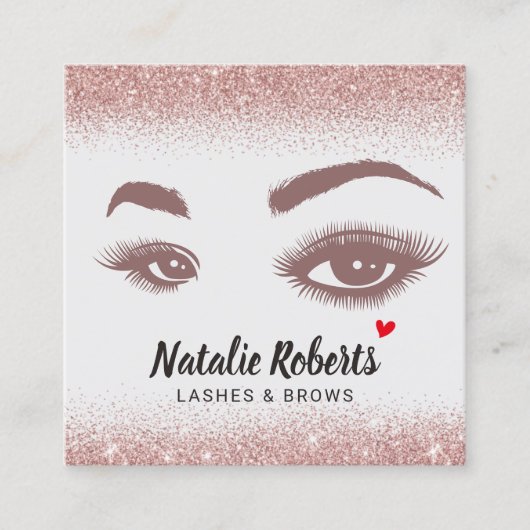 Lashes Makeup Artist Roos Gold Confetti Salon Vierkante Visitekaartje (Voorkant)