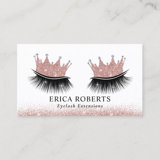 Lashes Makeup Artist Roos Gold Crown Eyelash Salon Visitekaartje (Voorkant)