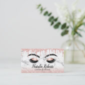 Lashes Makeup Artist Roos Gold Drift White marble Visitekaartje (Staand voorkant)