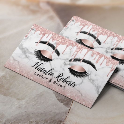 Lashes Makeup Artist Roos Gold Drift White marble Visitekaartje