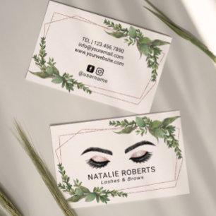 Lashes Makeup Artist Roos Gold Geometric Greenery Visitekaartje