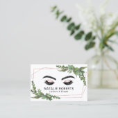 Lashes Makeup Artist Roos Gold Geometric Greenery Visitekaartje (Staand voorkant)