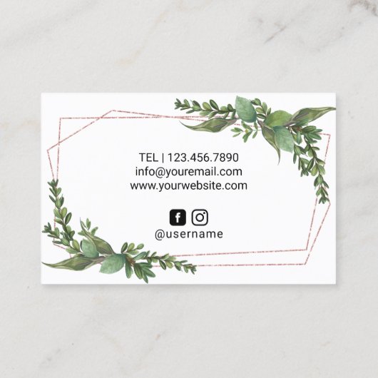 Lashes Makeup Artist Roos Gold Geometric Greenery Visitekaartje (Achterkant)