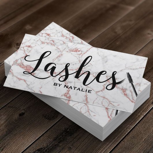 Lashes Makeup Artist Roos Gold Marble Typografie Visitekaartje