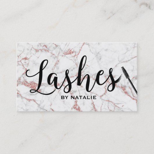Lashes Makeup Artist Roos Gold Marble Typografie Visitekaartje (Voorkant)