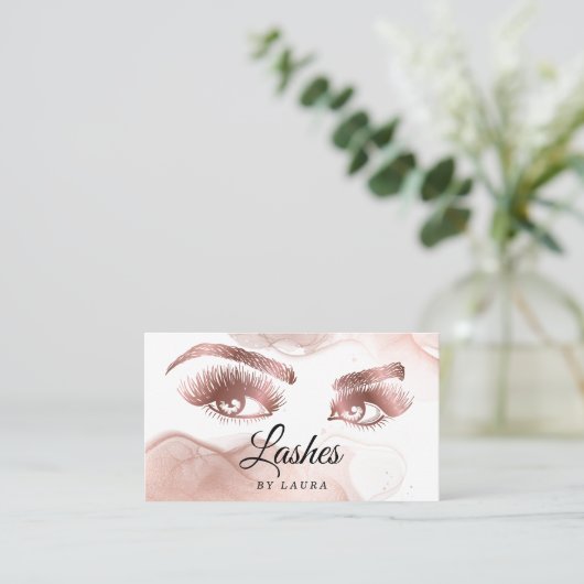 Lashes Makeup Artist Roos Gold Mascara Brows Busin Visitekaartje (Staand voorkant)