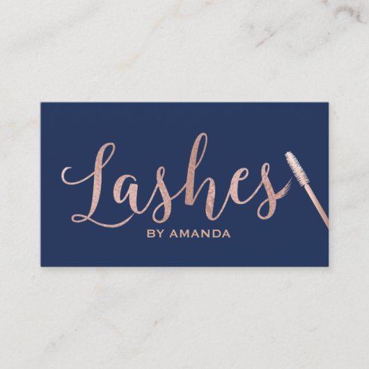Lashes Makeup Artist Roos Gold Script Navy Blue #2 Visitekaartje (Voorkant)