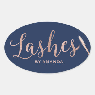 Lashes Makeup Artist Roos Gold Script Navy Ovale Sticker
