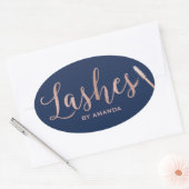 Lashes Makeup Artist Roos Gold Script Navy Ovale Sticker (Envelop)