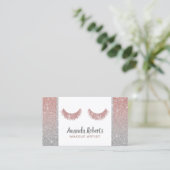 Lashes Makeup Artist Roos Gold & Silver Glitter Visitekaartje (Staand voorkant)