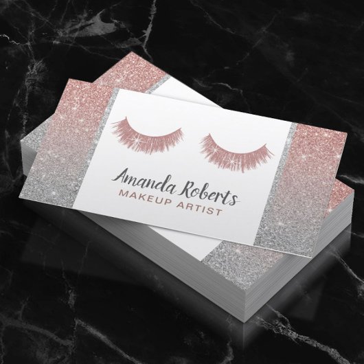 Lashes Makeup Artist Roos Gold & Silver Glitter Visitekaartje