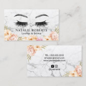 Lashes Makeup Artist Salon  Floral Marble Visitekaartje (Voorkant / Achterkant)