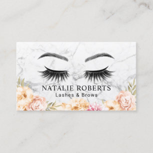 Lashes Makeup Artist Salon  Floral Marble Visitekaartje