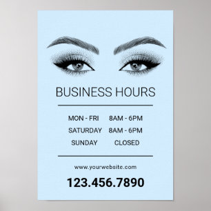 Lashes Makeup Artist Salon opent uren Mint Blauw Poster