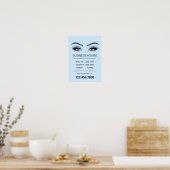 Lashes Makeup Artist Salon opent uren Mint Blauw Poster (Keuken)
