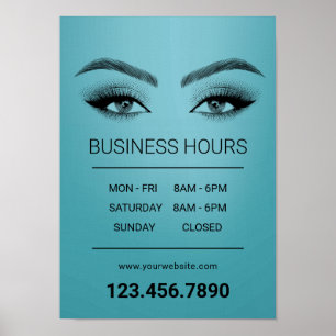 Lashes Makeup Artist Salon Openuren Blauwgroen Poster