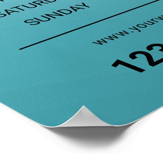 Lashes Makeup Artist Salon Openuren Blauwgroen Poster (Hoek)