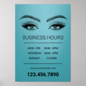 Lashes Makeup Artist Salon Openuren Blauwgroen Poster (Voorkant)