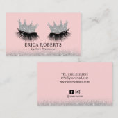 Lashes Makeup Artist Silver Crown Blush Pink Salon Visitekaartje (Voorkant / Achterkant)