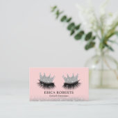 Lashes Makeup Artist Silver Crown Blush Pink Salon Visitekaartje (Staand voorkant)