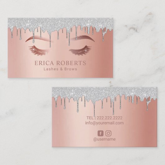 Lashes Makeup Artist Silver Driving Roos Gold Visitekaartje (Voorkant / Achterkant)