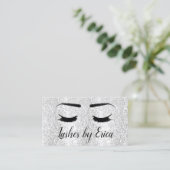 Lashes Makeup Artist Silver Glitter Beauty Salon Visitekaartje (Staand voorkant)