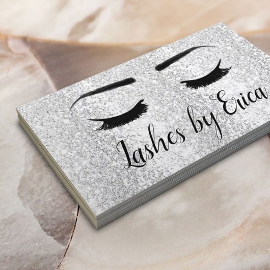 Lashes Makeup Artist Silver Glitter Beauty Salon Visitekaartje