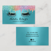 Lashes Makeup Artist Unicorn drijft Turquoise Salo Visitekaartje (Voorkant / Achterkant)
