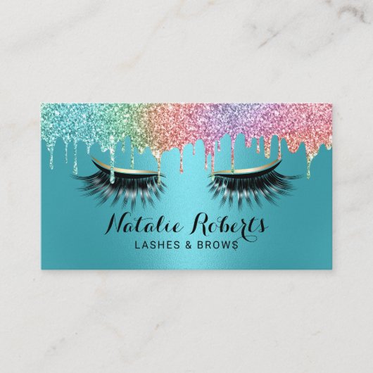 Lashes Makeup Artist Unicorn drijft Turquoise Salo Visitekaartje (Voorkant)