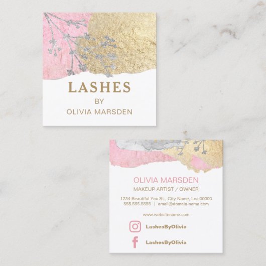 Lashes Makeup Artist Vierkante Visitekaartje (Voorkant / Achterkant)