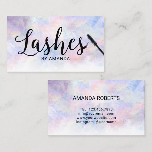 Lashes Makeup Artist Waterverf Lash Extension Visitekaartje (Voorkant / Achterkant)