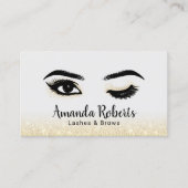 Lashes Makeup Artist Wink Eye Elegant Gold Glitter Visitekaartje (Voorkant)