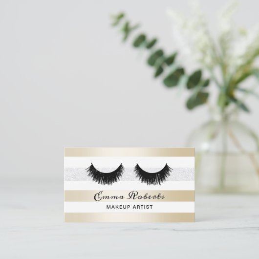 Lashes Makeup artistieke moderne gouden en zilvers Visitekaartje (Staand voorkant)