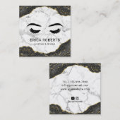 Lashes Makeup artistist Modern Black Gold Marble Vierkante Visitekaartje (Voorkant / Achterkant)