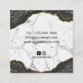 Lashes Makeup artistist Modern Black Gold Marble Vierkante Visitekaartje (Achterkant)