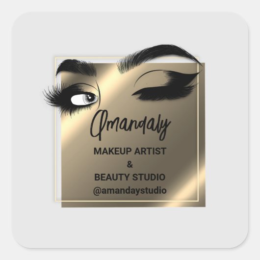 Lashes Makeup Beauty Shop Hartelijk dank Vierkante Sticker (Voorkant)
