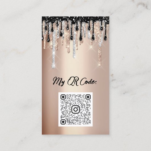 Lashes Makeup Black Drift QR Code Logo Roos Gold Visitekaartje (Achterkant)