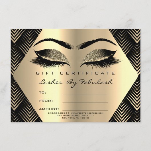 Lashes Makeup Gold Black Sepia Certificate Gift (Voorkant)